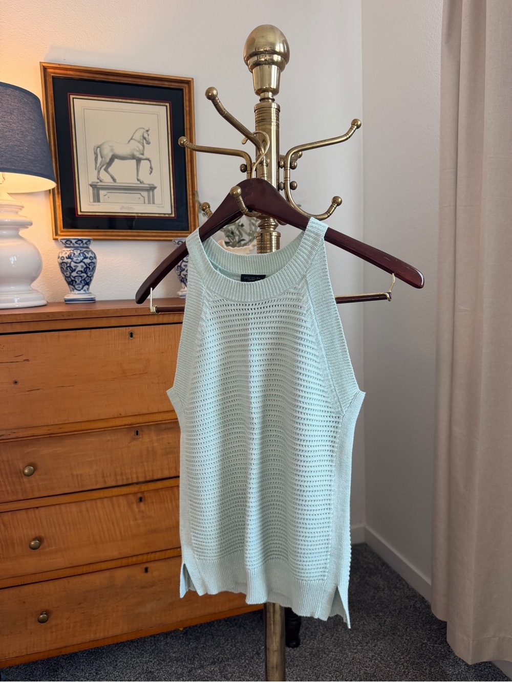 Ann Taylor Light Mint Sleeveless Knit Tank Top